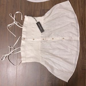 Doe & Rae white spaghetti strap ruched blouse